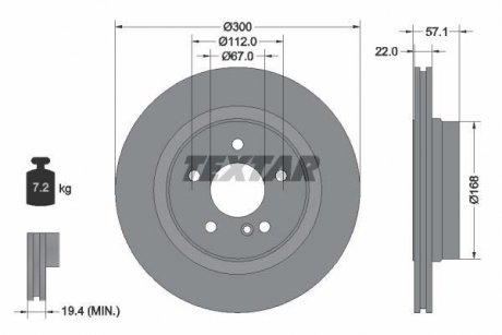 Диск гальмівний (задній) MB C-class (W204/S204/C204) 07- (300x22) PRO+ TEXTAR 92163605 (фото 1)