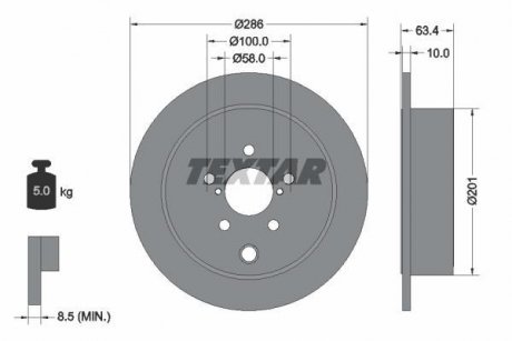 Диск гальмівний (задній) Subaru Forester 08-/Impreza 08-/Outback 08- (286x10) TEXTAR 92200000