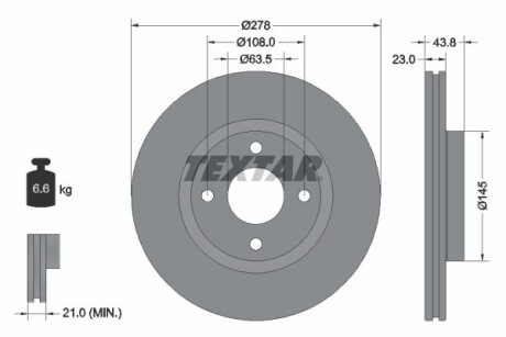 Тормозной диск передний вентилируемый TEXTAR 92303203