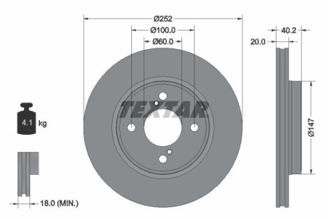 Тормозной диск передний вентилируемый TEXTAR 92303703