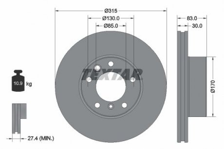 Диск гальмівний (передній) MB G-class (W461/W463) 03- (315x30) PRO+ TEXTAR 92304905 (фото 1)