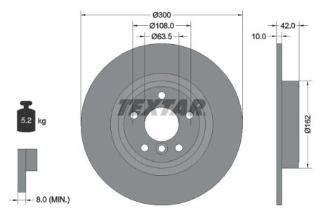 Тормозной диск задний невентилируемый TEXTAR 92309505