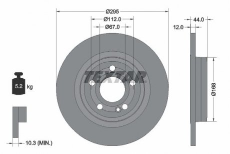 Диск гальмівний (задній) MB A-class (W177)/B-class (W247) 18- (295x12) PRO TEXTAR 92323203