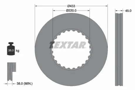 85103803 диск гальмівний вентильований 3092710 VOL110 без рмк TEXTAR 93 272 000