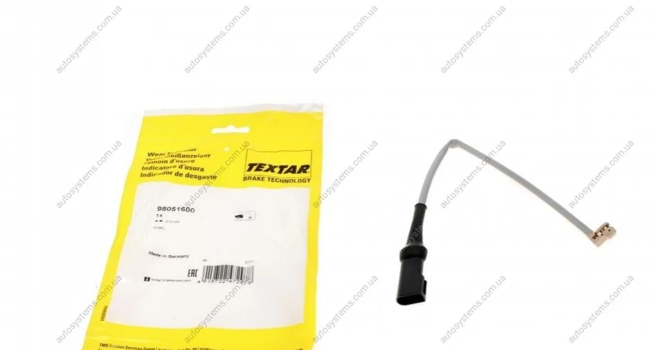Датчик зносу гальмівних колодок (передніх) Ford Transit 2.0/2.2TDCi 2012- (L=315mm) TEXTAR 98051600 (фото 1)
