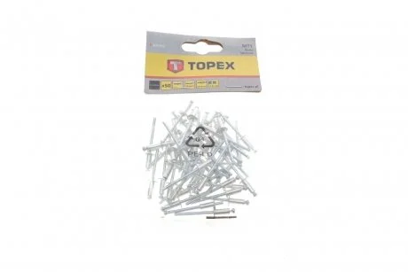 Заклепка алюмінієва (4.0х10mm) (к-кт 50шт) Topex 43E402