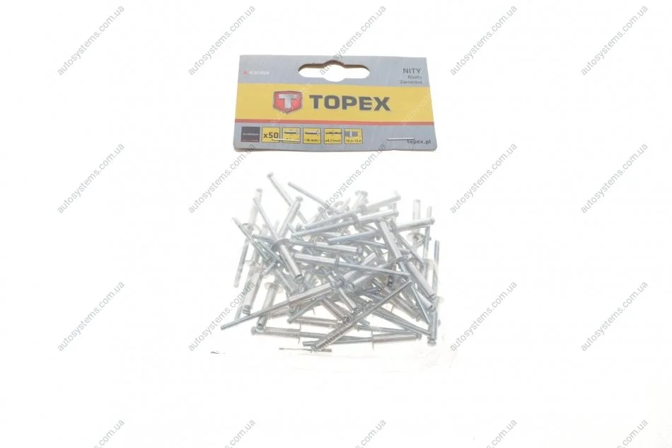 Заклепка алюмінієва (4.0х16mm) (к-кт 50шт) Topex 43E404 (фото 1)