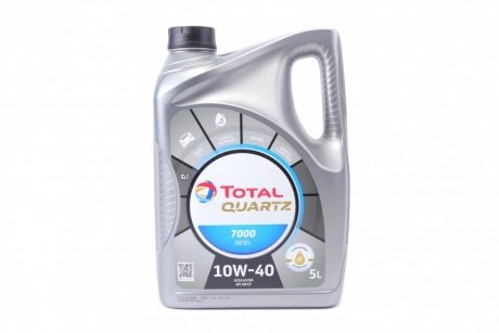 Олива 10W40 Quartz 7000 Diesel (5L) (MB229.1/VW505.00) (201524) TOTAL 214108