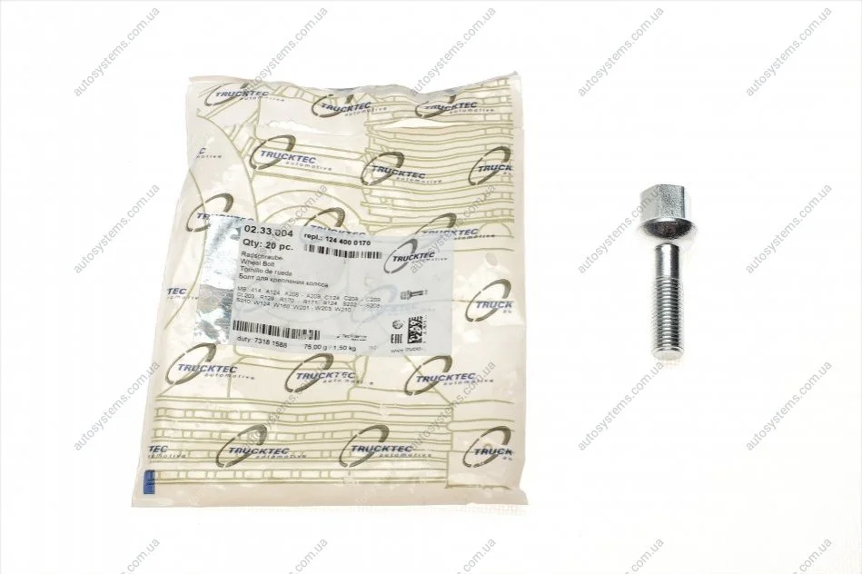 Болт колеса MB A-class (W168)/E-class (W210) (M12x1.5mm) TRUCKTEC 02.33.004 (фото 1)