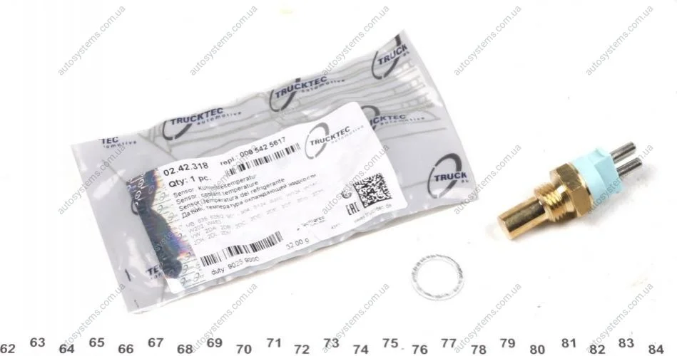 Датчик температури охолоджуючої рідини MB OM602/VW LT 2.8TDI (2 конт.) (зелений) TRUCKTEC 02.42.318 (фото 1)