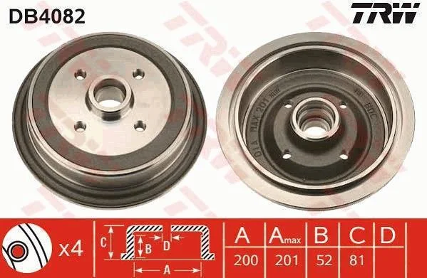 Тормозной барабан задний TRW DB4082 (фото 1)