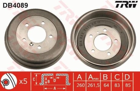 Тормозной барабан задний TRW DB4089