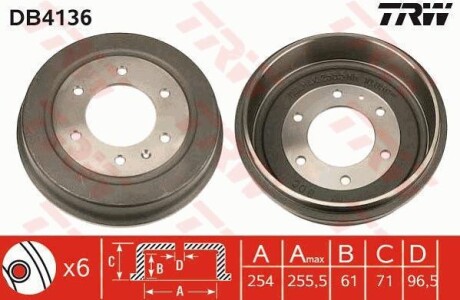 Тормозной барабан задний TRW DB4136