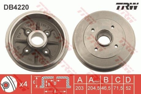 Тормозной барабан задний TRW DB4220