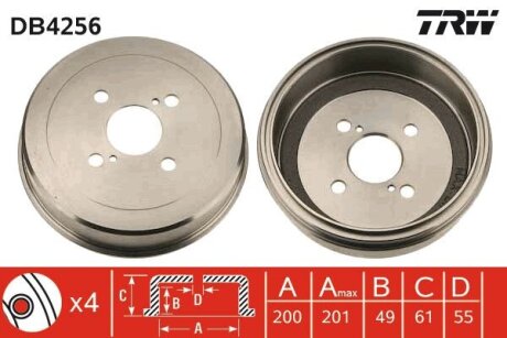 Тормозной барабан задний TRW DB4256