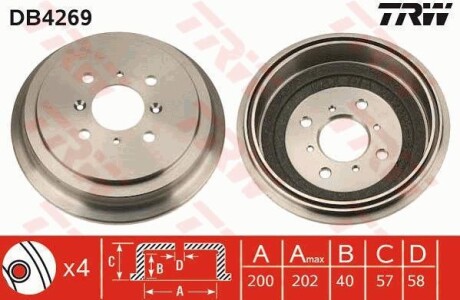 Тормозной барабан задний TRW DB4269