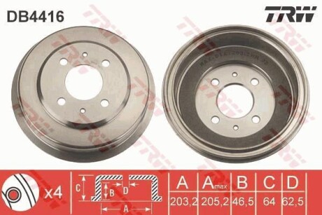 Тормозной барабан задний TRW DB4416