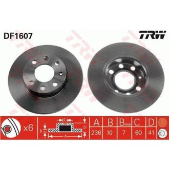 Тормозной диск передний невентилируемый TRW DF1607