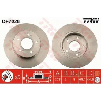 Тормозной диск задний невентилируемый TRW DF7028