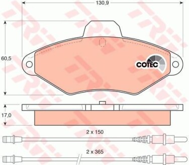 Тормозные колодки дисковые COTEC, комплект TRW GDB1101