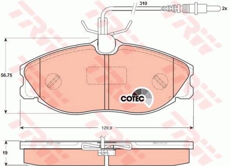 Тормозные колодки дисковые COTEC, комплект TRW GDB1259