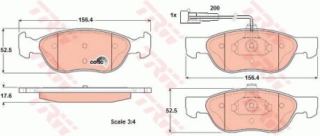 Тормозные колодки дисковые COTEC, комплект TRW GDB1290