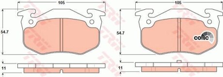 Тормозные колодки дисковые COTEC, комплект TRW GDB1305