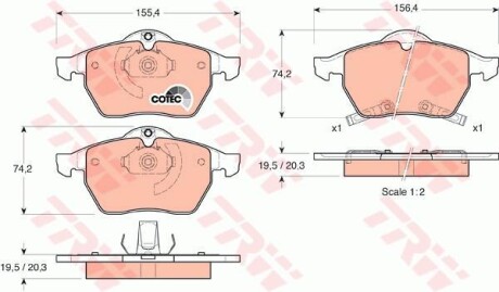 Тормозные колодки дисковые COTEC, комплект TRW GDB1342