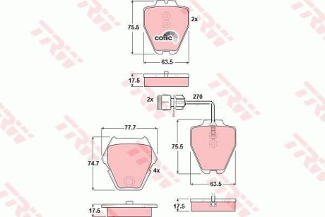 Тормозные колодки дисковые COTEC, комплект TRW GDB1371