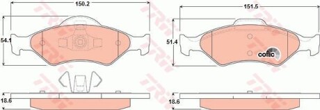 Тормозные колодки дисковые COTEC, комплект TRW GDB1418