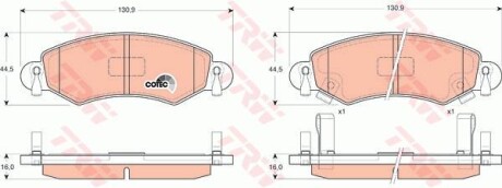 Тормозные колодки дисковые COTEC, комплект TRW GDB1420