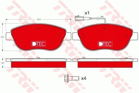 Тормозные колодки дисковые, комплект TRW GDB1483DTE