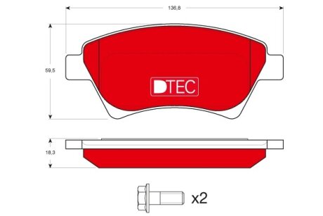 Тормозные колодки дисковые, комплект TRW GDB1552DTE