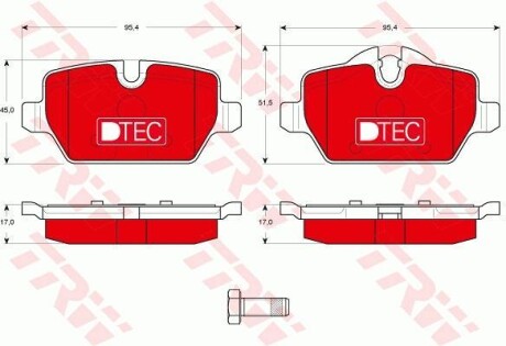 Тормозные колодки дисковые, комплект TRW GDB1612DTE