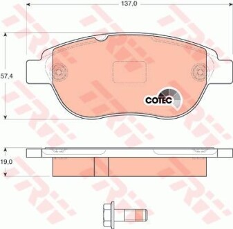 Тормозные колодки дисковые COTEC, комплект TRW GDB1624