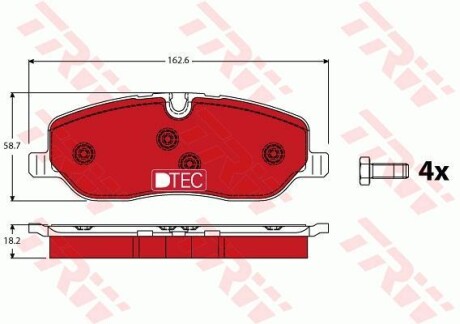 Тормозные колодки дисковые, комплект TRW GDB1631DTE