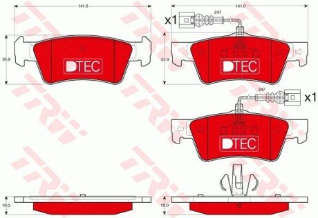 Тормозные колодки дисковые, комплект TRW GDB1672DTE