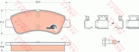 Тормозные колодки дисковые COTEC, комплект TRW GDB1677