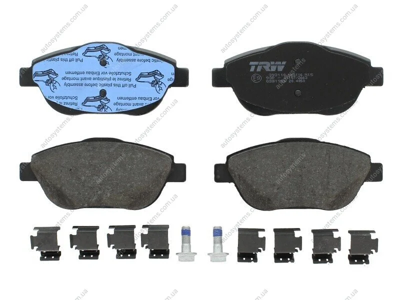 Комплект гальмівних колодок передн, DS DS 3, DS 3 / DS 3 CITROEN C3 AIRCROSS II, C3 II, C3 III, C3 PICASSO, C4 CACTUS, C4 III, DS3 OPEL CORSA F, CROSSLAND X 1.0-Electric 02.09- TRW GDB1926 (фото 1)