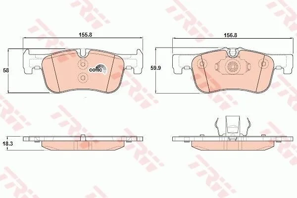 Комплект гальмівних колодок передн, BMW 1 (F20), 1 (F21), 2 (F22, F87), 2 (F23) 1.5-2.0D 07.11-06.21 TRW GDB1935 (фото 1)