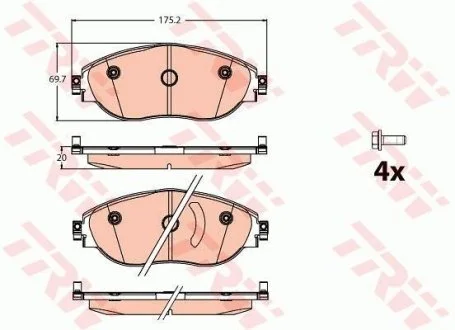 Гальмівні колодки, дискові. TRW GDB2114