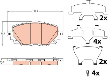 Тормозные колодки дисковые COTEC, комплект TRW GDB2200