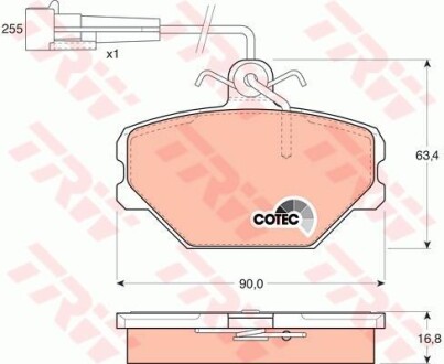 Тормозные колодки дисковые COTEC, комплект TRW GDB833