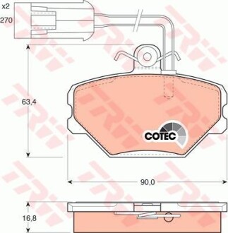 Тормозные колодки дисковые COTEC, комплект TRW GDB852