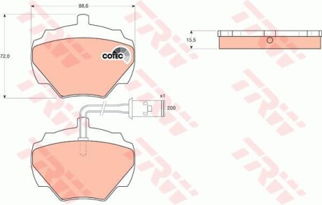 Тормозные колодки дисковые COTEC, комплект TRW GDB976