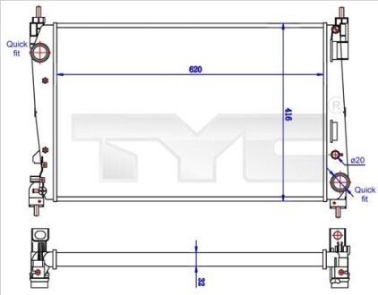 Радиатор охлаждения двигателя TYC 725-0042-R