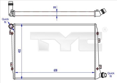 Радиатор охлаждения двигателя TYC 737-0062-R