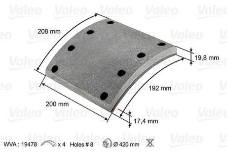 Накладки тормозные, комплект Valeo 219802