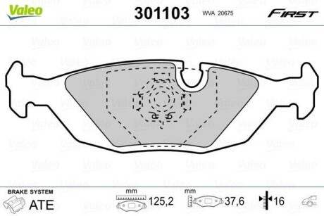 Тормозные колодки дисковые, комплект Valeo 301103