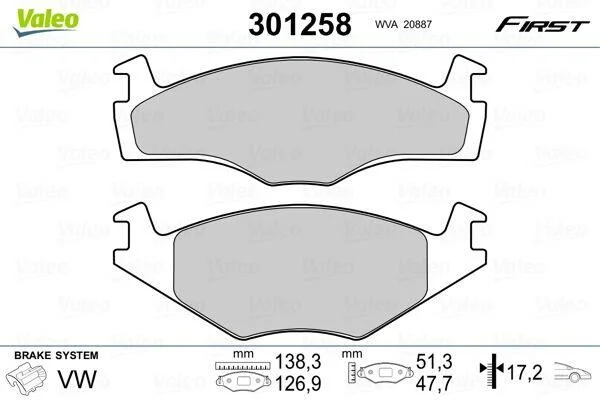 Тормозные колодки дисковые, комплект Valeo 301258 (фото 1)
